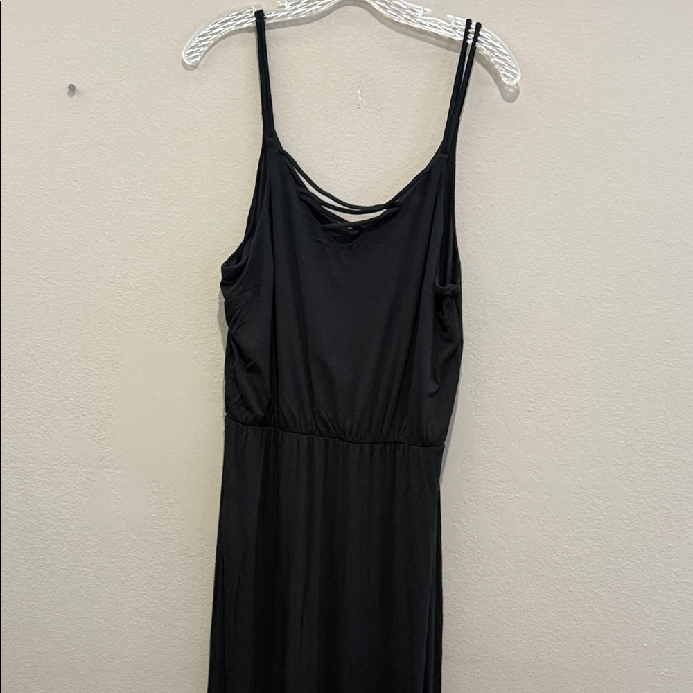 24/7 Comfort Apparel Black Strappy Maxi Dress